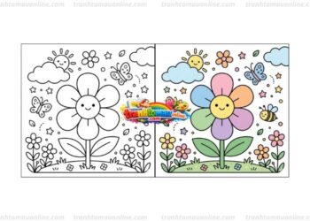 tô màu bông hoa 6 cánh