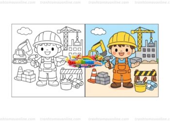 tô màu chú công nhân