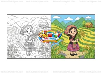 tô màu vẽ ruộng bậc thang