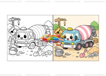 tô màu xe trộn bê tông