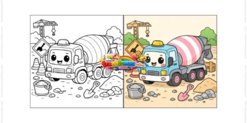 tô màu xe trộn bê tông