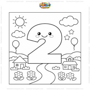Tranh số 2 rỗng cho trẻ tô màu