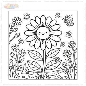 Tranh tô màu bông hoa cúc đẹp