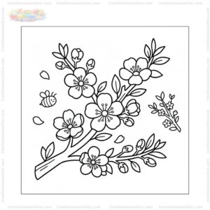 Tranh tô màu bông hoa đào cho bé