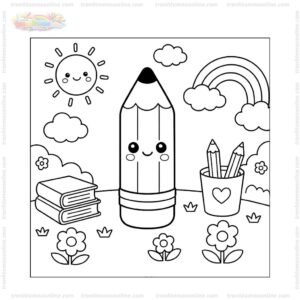 Tranh tô màu bút chì dễ thương