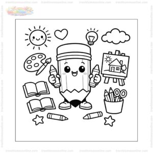 Tranh tô màu bút chì hoạt hình