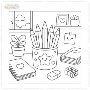 Tranh tô màu bút chì trên bàn