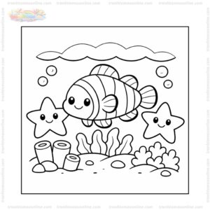 Tranh tô màu cá hề và sao biển Tranh tô màu cá hề và sao biển