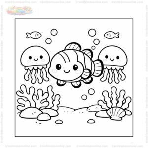 Tranh tô màu cá hề và sứa biển Tranh tô màu cá hề và sứa biển