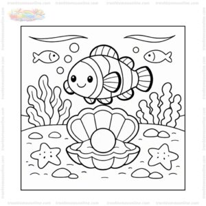 Tranh tô màu cá hề và vỏ sò Tranh tô màu cá hề và vỏ sò