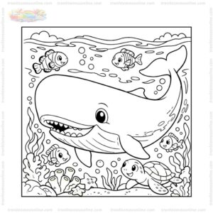 Tranh tô màu cá nhà táng giữa đại dương