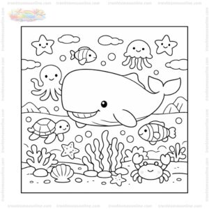 Tranh tô màu cá nhà táng và sinh vật biển