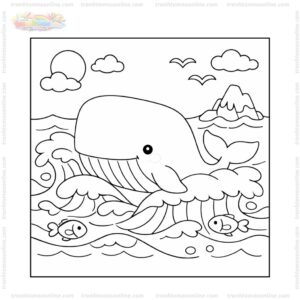 Tranh tô màu cá nhà táng và sóng biển