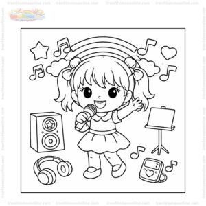 Tranh tô màu ca sĩ dễ thương