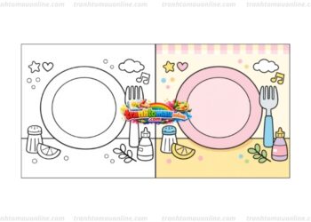tranh tô màu cái đĩa