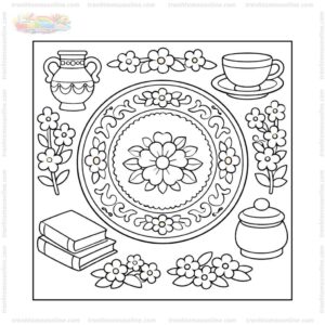 Tranh tô màu cái đĩa có hoa văn
