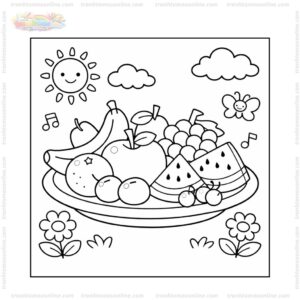 Tranh tô màu cái đĩa đựng trái cây