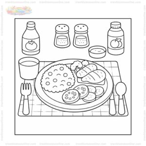 Tranh tô màu cái đĩa trong bữa ăn
