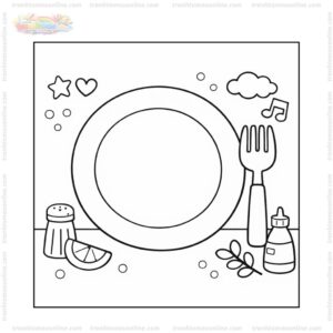 Tranh tô màu cái đĩa và chiếc nĩa