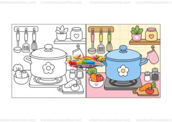 tranh tô màu cái nồi