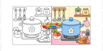 tranh tô màu cái nồi
