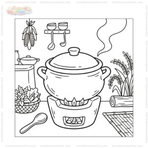 Tranh tô màu cái nồi đất