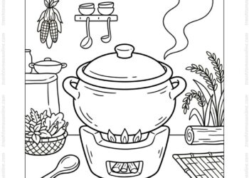 Tranh tô màu cái nồi đất
