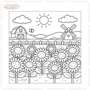 Tranh tô màu cánh đồng hướng dương