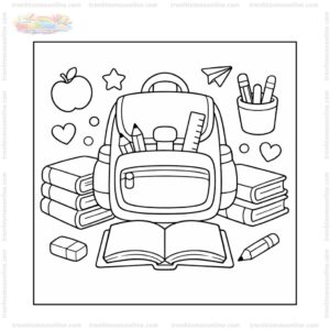 Tranh tô màu cặp sách cùng sách vở Tranh tô màu cặp sách cùng sách vở