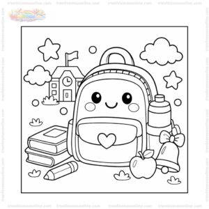 Tranh tô màu cặp sách đến trường Tranh tô màu cặp sách đến trường