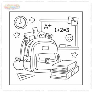 Tranh tô màu cặp sách và bảng đen Tranh tô màu cặp sách và bảng đen