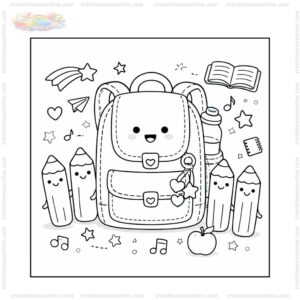 Tranh tô màu cặp sách và bút chì Tranh tô màu cặp sách và bút chì