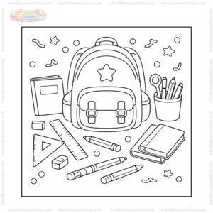 Tranh tô màu cặp sách và đồ dùng học tập Tranh tô màu cặp sách và đồ dùng học tập