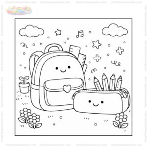 Tranh tô màu cặp sách và hộp bút Tranh tô màu cặp sách và hộp bút