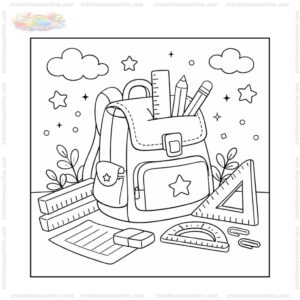 Tranh tô màu cặp sách và thước kẻ Tranh tô màu cặp sách và thước kẻ