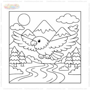 Tranh tô màu chim đại bàng bay qua dãy núi Tranh tô màu chim đại bàng bay qua dãy núi