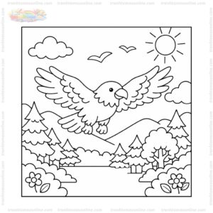 Tranh tô màu chim đại bàng bay qua rừng Tranh tô màu chim đại bàng bay qua rừng