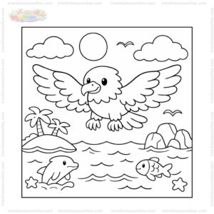 Tranh tô màu chim đại bàng bay trên biển Tranh tô màu chim đại bàng bay trên biển