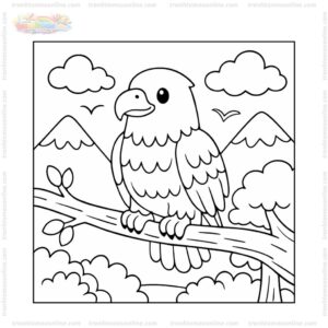 Tranh tô màu chim đại bàng đậu trên cây Tranh tô màu chim đại bàng đậu trên cây