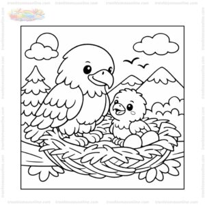 Tranh tô màu chim đại bàng mẹ và đại bàng con Tranh tô màu chim đại bàng mẹ và đại bàng con