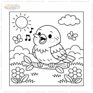 Tranh tô màu chim sẻ đang hót Tranh tô màu chim sẻ đang hót