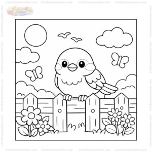 Tranh tô màu chim sẻ đậu trên hàng rào Tranh tô màu chim sẻ đậu trên hàng rào