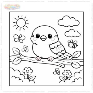 Tranh tô màu chim sẻ trên cây Tranh tô màu chim sẻ trên cây