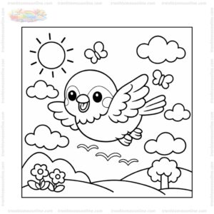Tranh tô màu chim sẻ và bầu trời Tranh tô màu chim sẻ và bầu trời
