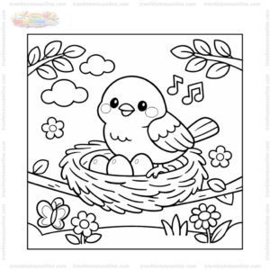 Tranh tô màu chim sẻ và tổ chim Tranh tô màu chim sẻ và tổ chim