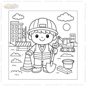 Tranh tô màu chú công nhân cho bé