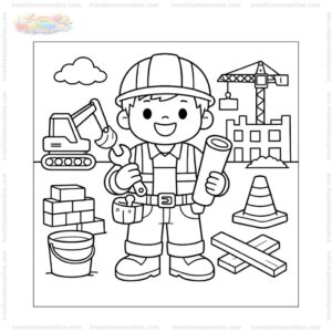 Tranh tô màu chú công nhân đẹp