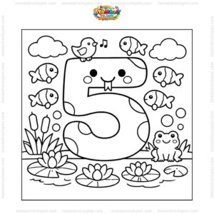 Tranh tô màu chữ số 5 hình thú
