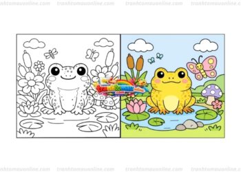 tranh tô màu con cóc