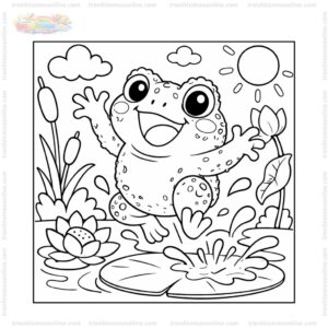 Tranh tô màu con cóc đang nhảy Tranh tô màu con cóc đang nhảy